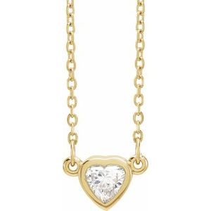 14K Yellow 1/4 CT Natural Diamond Heart 16-18" Necklace
