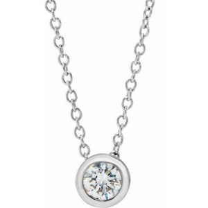 14K White 1/4 CT Lab-Grown Diamond Solitaire 16-18 Necklace