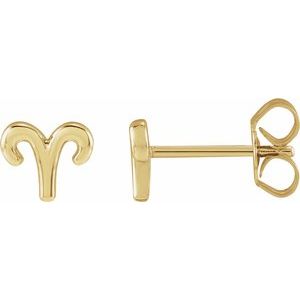 14K Yellow Aries Zodiac Earrings