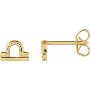 14K Yellow Libra Zodiac Earrings