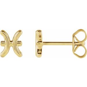 14K Yellow Pisces Zodiac Earrings
