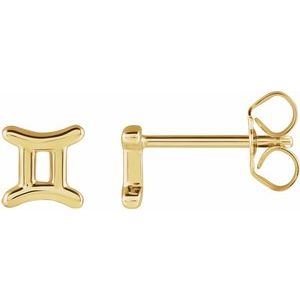 14K Yellow Gemini Zodiac Earrings