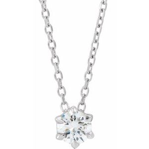 14K White 1/4 CT Lab-Grown Diamond Solitaire 16-18 Necklace